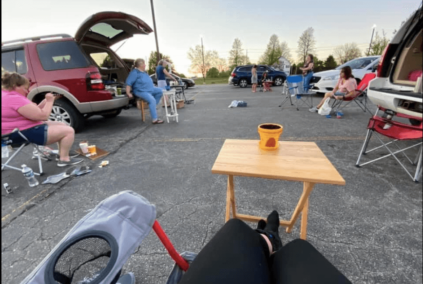 Delta Omega Delta getting together outside during Covid.